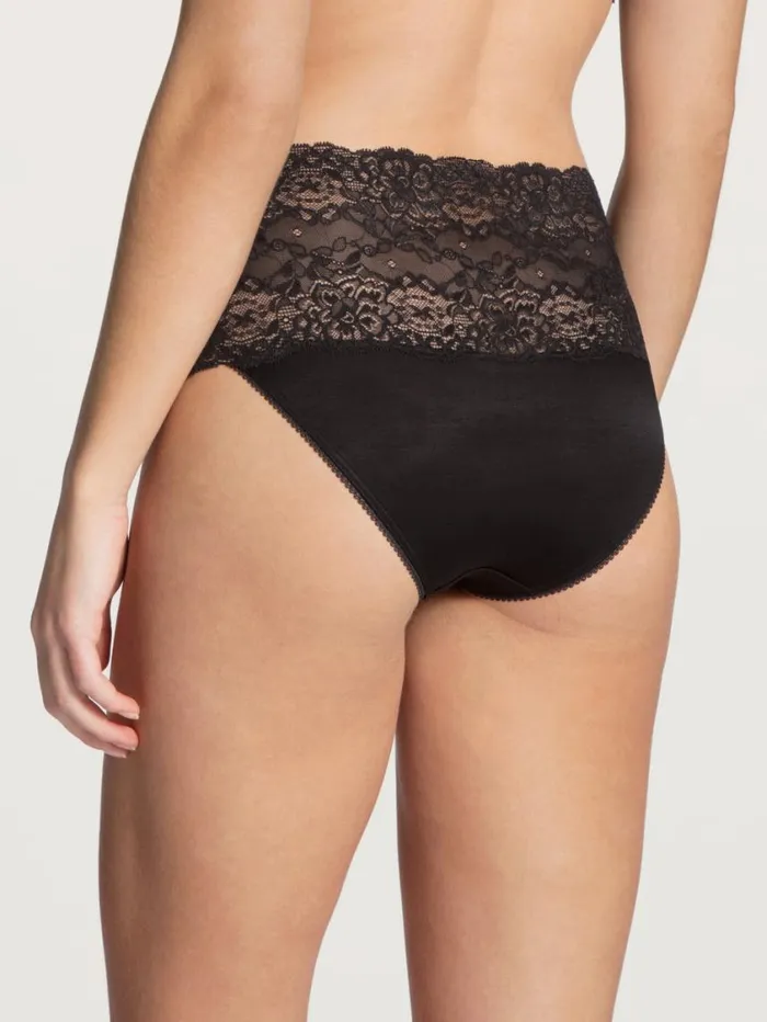 CALIDA Bottoms Women Highwaisted Briefs With Lace Waistband Schwarz