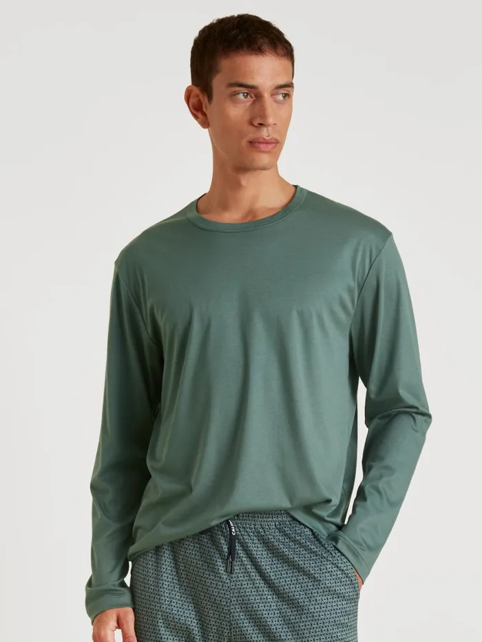 CALIDA Pyjama Tops Men Shirt Long Sleeve Dark Glen