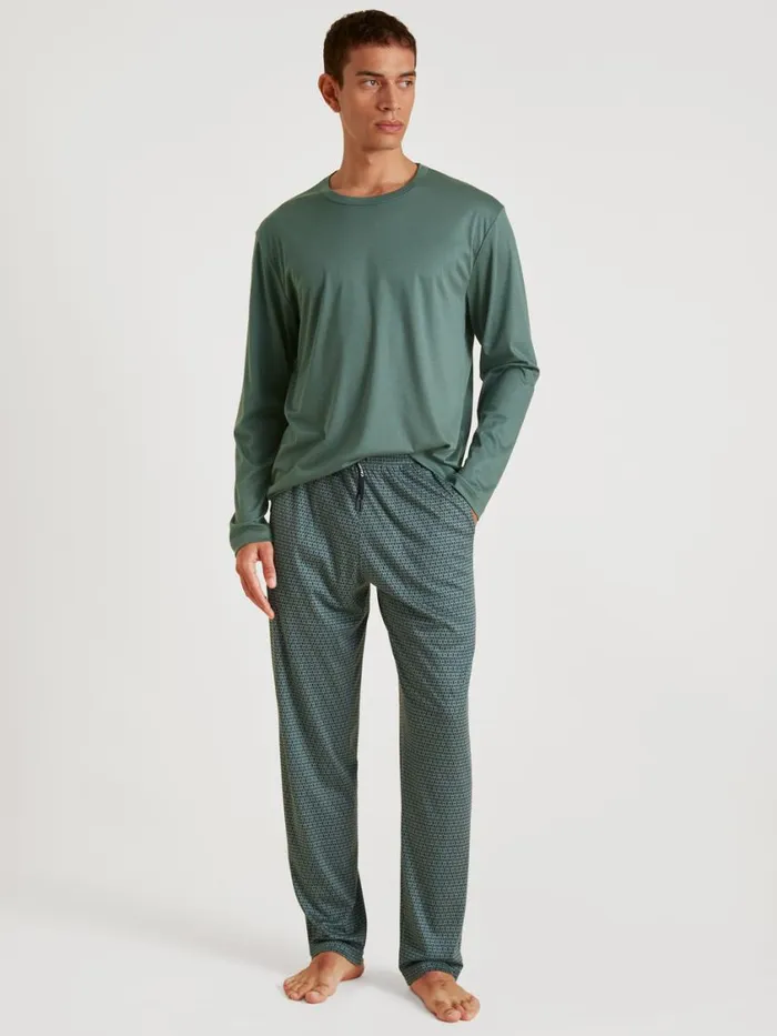 CALIDA Pyjama Tops Men Shirt Long Sleeve Dark Glen