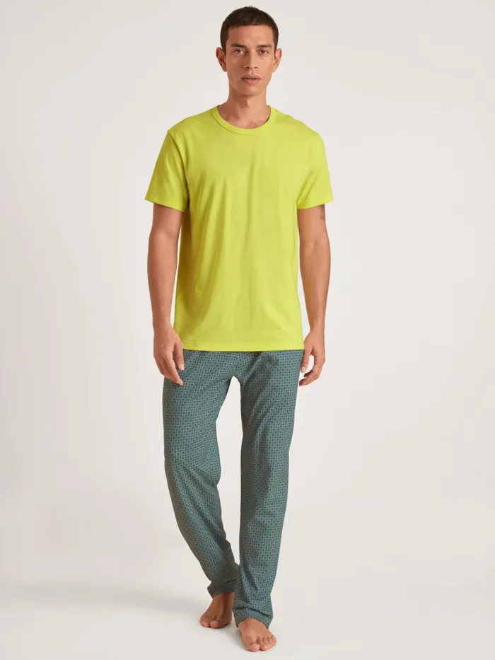 CALIDA Pyjama Tops Men Shirt Short Sleeve Lemonade Green
