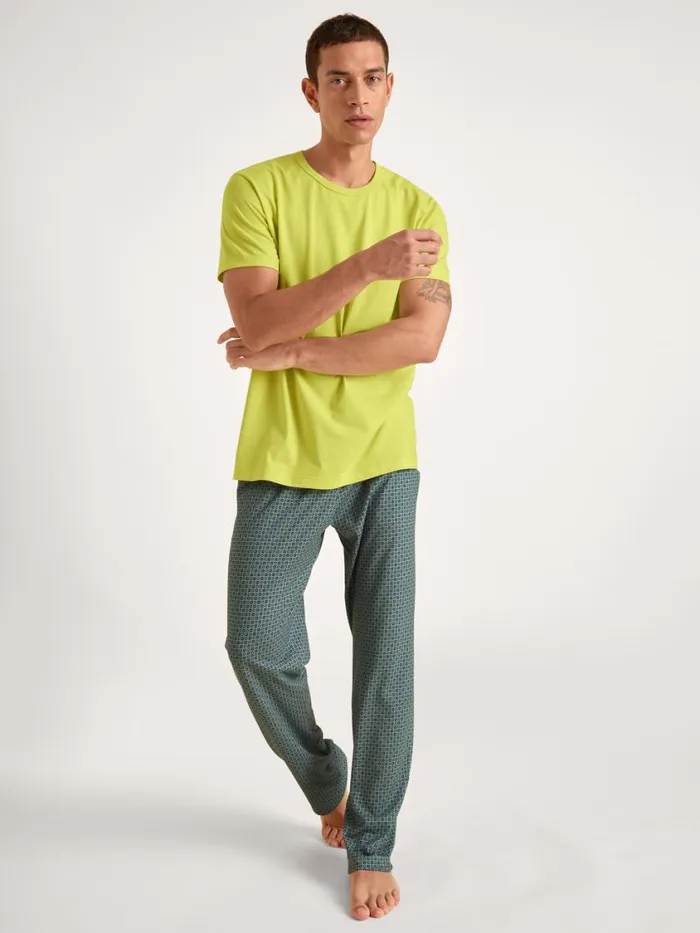 CALIDA Pyjama Tops Men Shirt Short Sleeve Lemonade Green