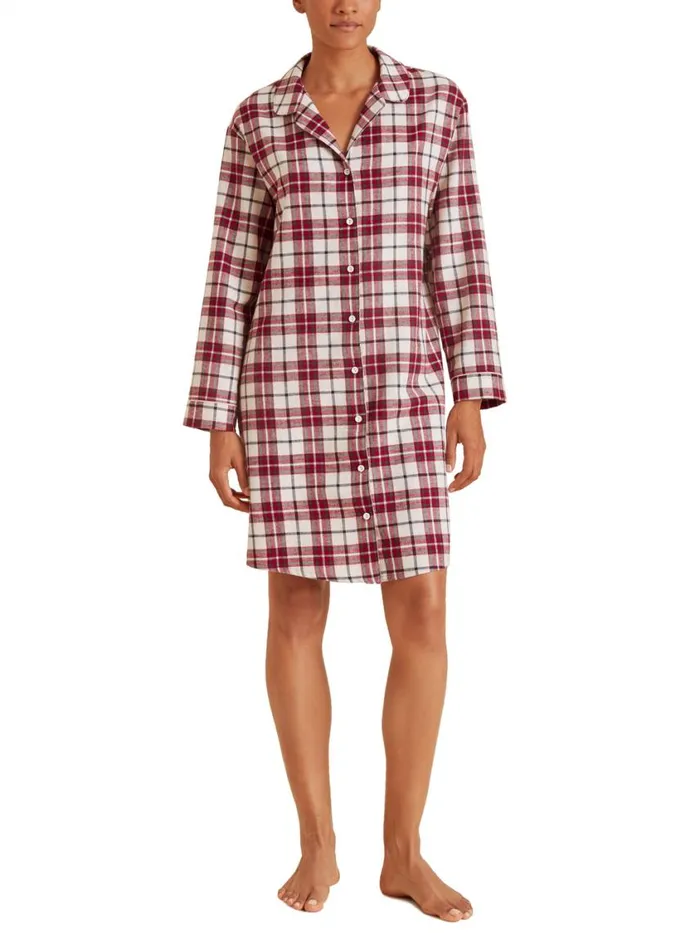 CALIDA Warming Nightwear Women Flannel Nightdress Length 95 Cm Rio Red