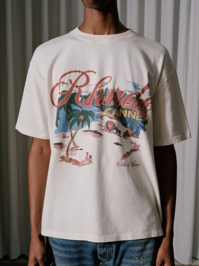 CANNES BEACH TEE Men Rhude Tees CANNES BEACH TEE Men Rhude Tees