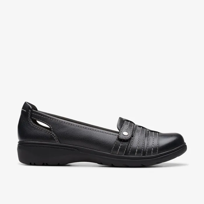 Carleigh Eliza Black Leather Women Clarks Flats
