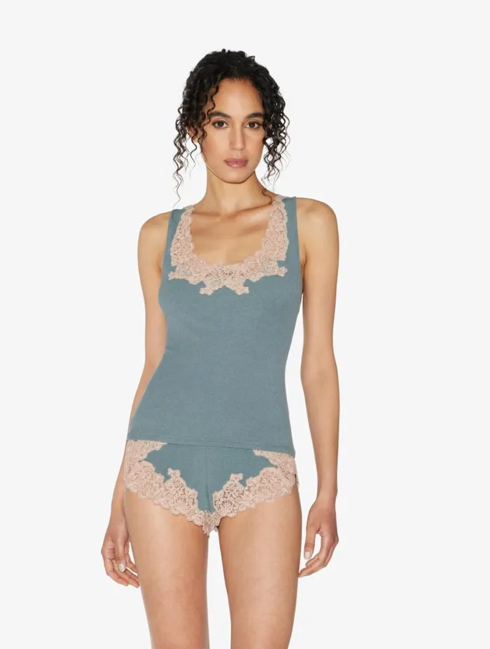 Cashmere Blend Ribbed Sleep Shorts In Sleepy Dream With Frastaglio Sleepwear La Perla Pajamas