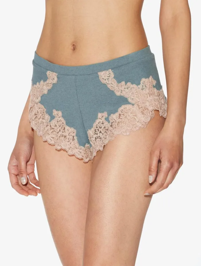 Cashmere Blend Ribbed Sleep Shorts In Sleepy Dream With Frastaglio Sleepwear La Perla Pajamas