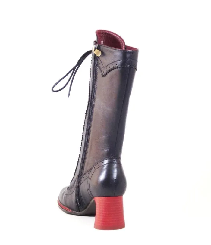 Chelsea Crew 1930s Black Leatherette Knee High Gaston Boots Shoes Unique Vintage Boots