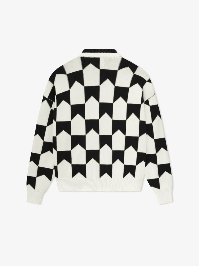 CHEVRON CHECKERED KNIT CARDIGAN Men Rhude Luxe Knitwear CHEVRON CHECKERED KNIT CARDIGAN Men Rhude Luxe Knitwear