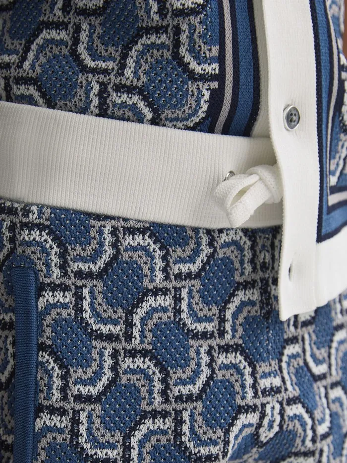 Children Reiss CoOrds Bloom Knitted Patterned Drawstring Shorts Blue