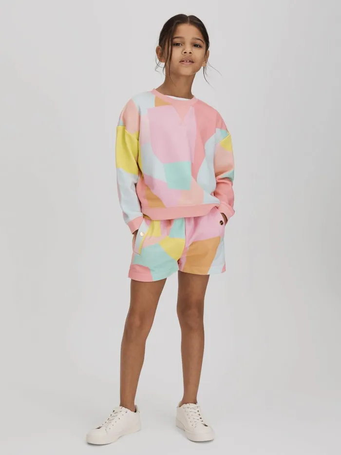 Children Reiss CoOrds Jessie Crew Neck Jumper And Shorts Set Multi