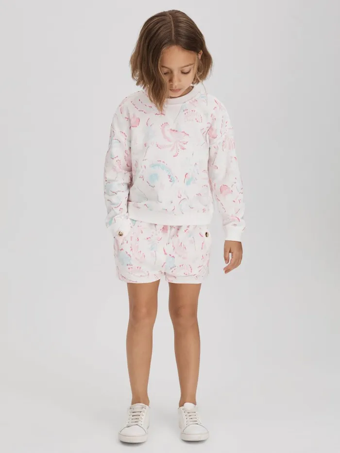 Children Reiss CoOrds Jessie Crew Neck Jumper And Shorts Set Pink