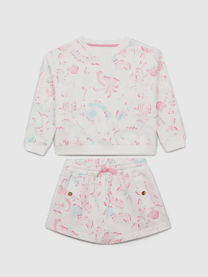 Children Reiss CoOrds Jessie Crew Neck Jumper And Shorts Set Pink
