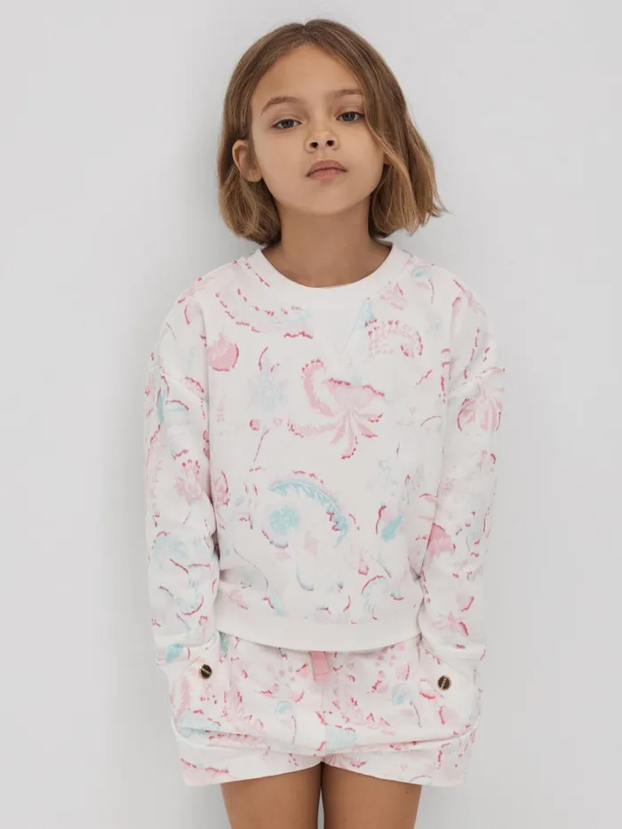 Children Reiss CoOrds Jessie Crew Neck Jumper And Shorts Set Pink