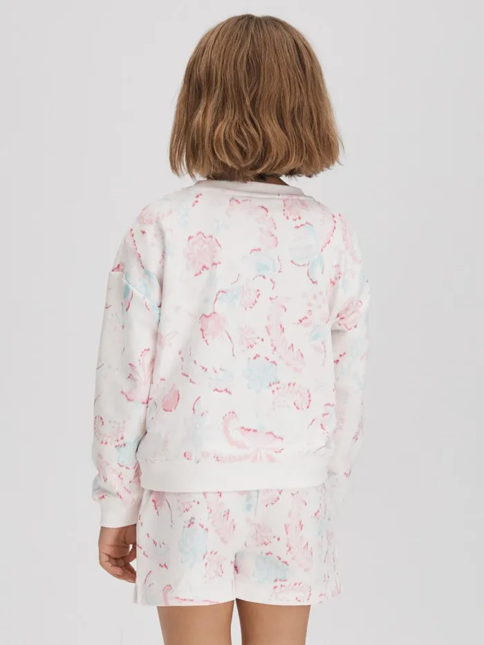 Children Reiss CoOrds Jessie Crew Neck Jumper And Shorts Set Pink