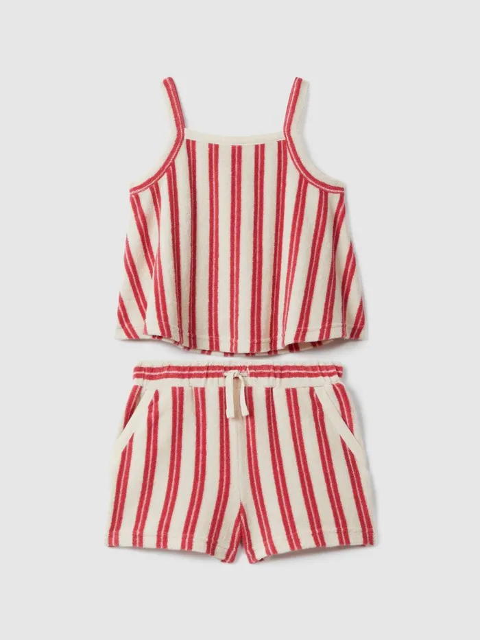Children Reiss CoOrds June Towelling Vest And Shorts Set Pink