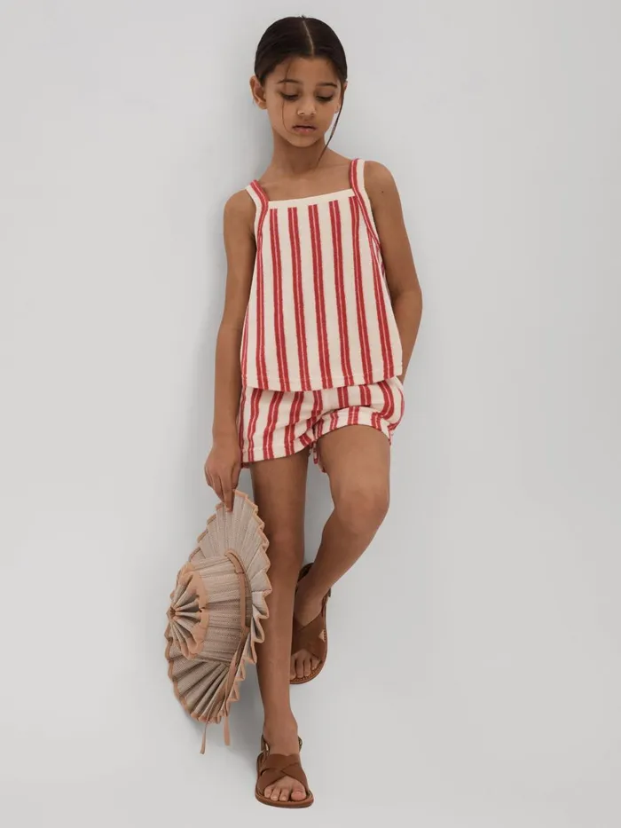 Children Reiss CoOrds June Towelling Vest And Shorts Set Pink