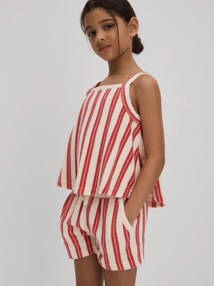 Children Reiss CoOrds June Towelling Vest And Shorts Set Pink