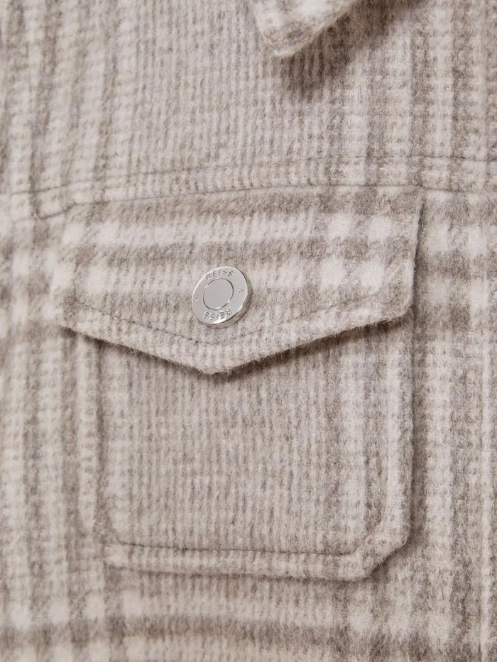 Children Reiss Coats and Jackets Peridoe Wool Trucker Jacket Oatmeal Check