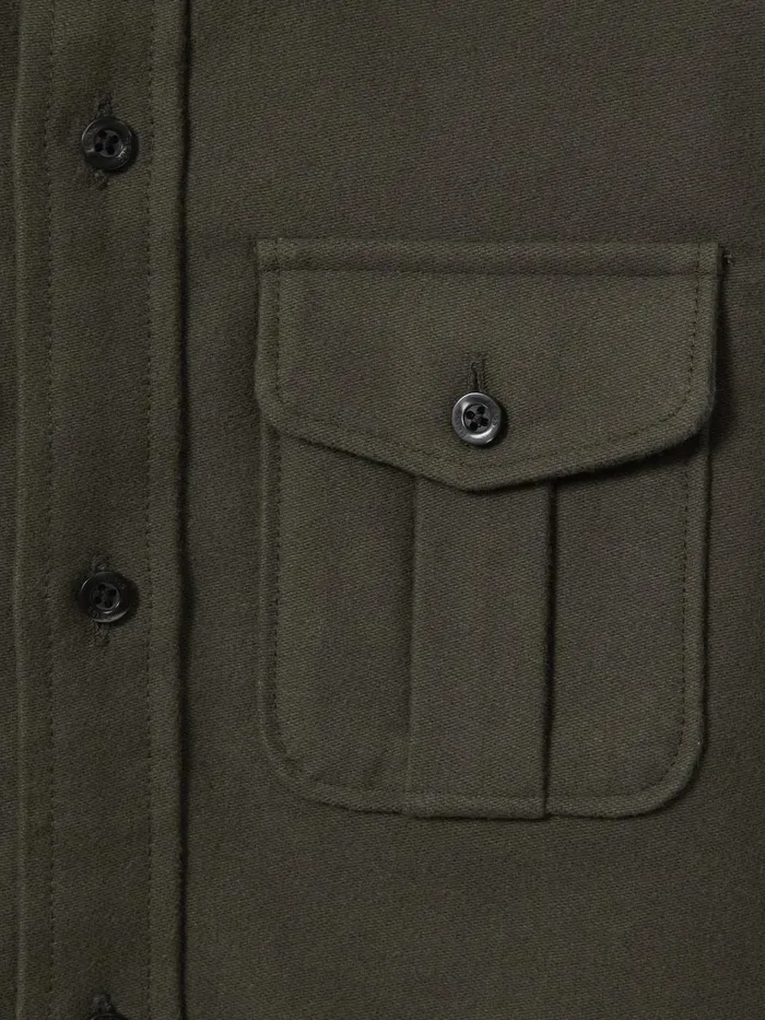 Children Reiss Coats and Jackets Thomas Brushed Cotton Patch Pocket Overshirt Pine Green
