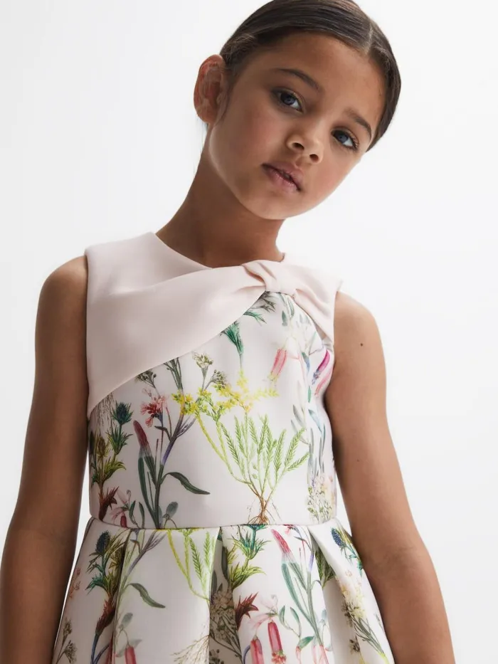 Children Reiss Dresses Emily Scuba Floral Printed Dress Green