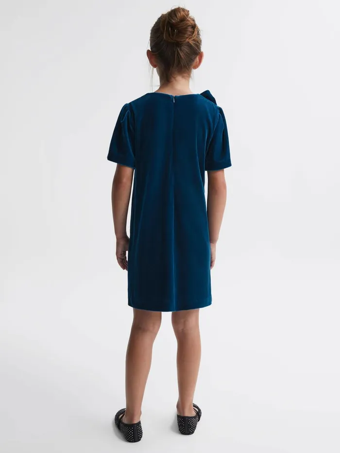 Children Reiss Dresses Frankie Velvet Bow Dress Teal