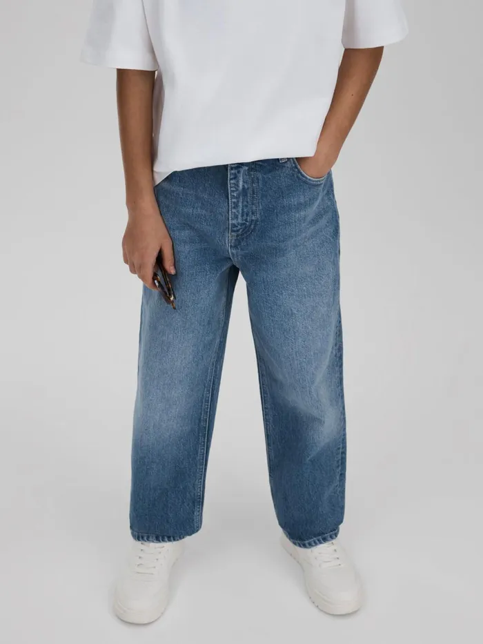 Children Reiss Jeans Ronnie Loose Fit Adjuster Jeans Mid Blue