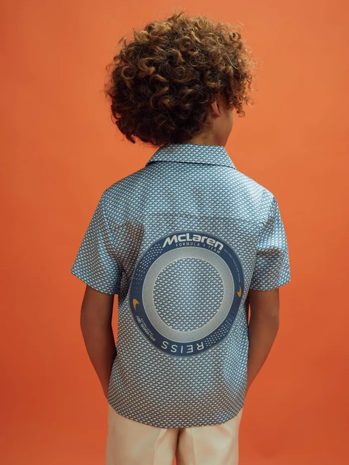 Children Reiss Reiss X Mclaren F1 Team F1 Cuban Collar Shirt Airforce Blue