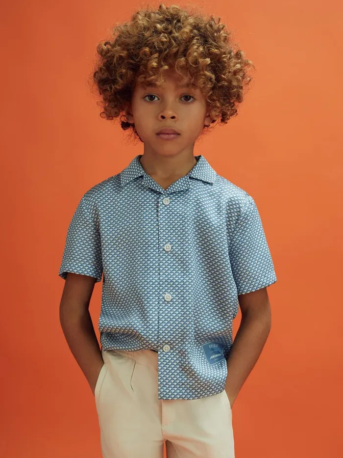 Children Reiss Reiss X Mclaren F1 Team F1 Cuban Collar Shirt Airforce Blue