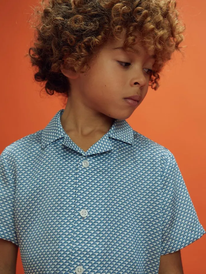 Children Reiss Reiss X Mclaren F1 Team F1 Cuban Collar Shirt Airforce Blue