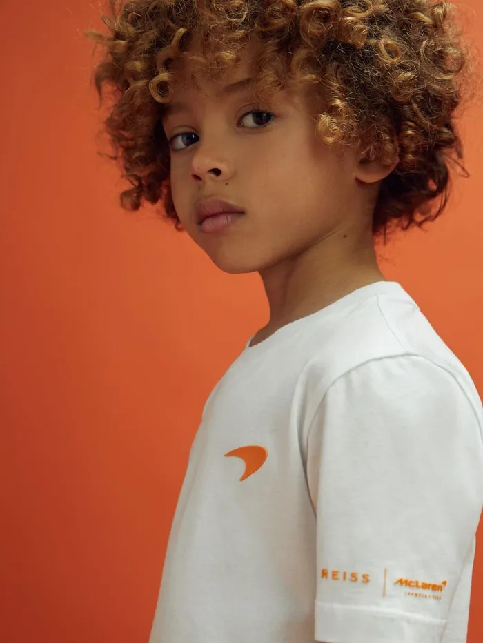 Children Reiss Reiss X Mclaren F1 Team F1 Mercerised Cotton Crew Neck TShirt White