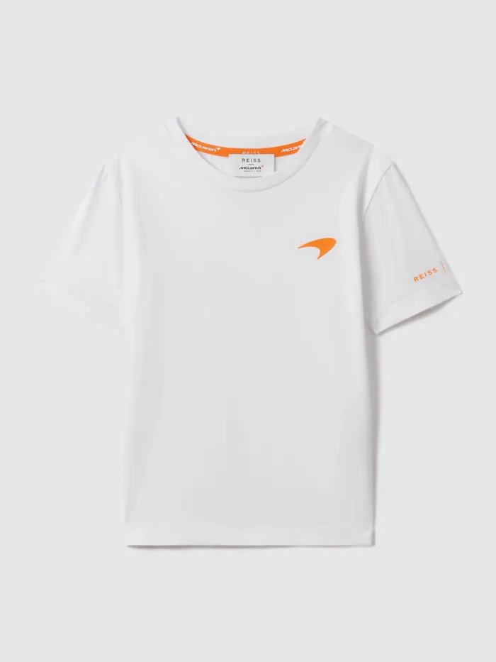 Children Reiss Reiss X Mclaren F1 Team F1 Mercerised Cotton Crew Neck TShirt White