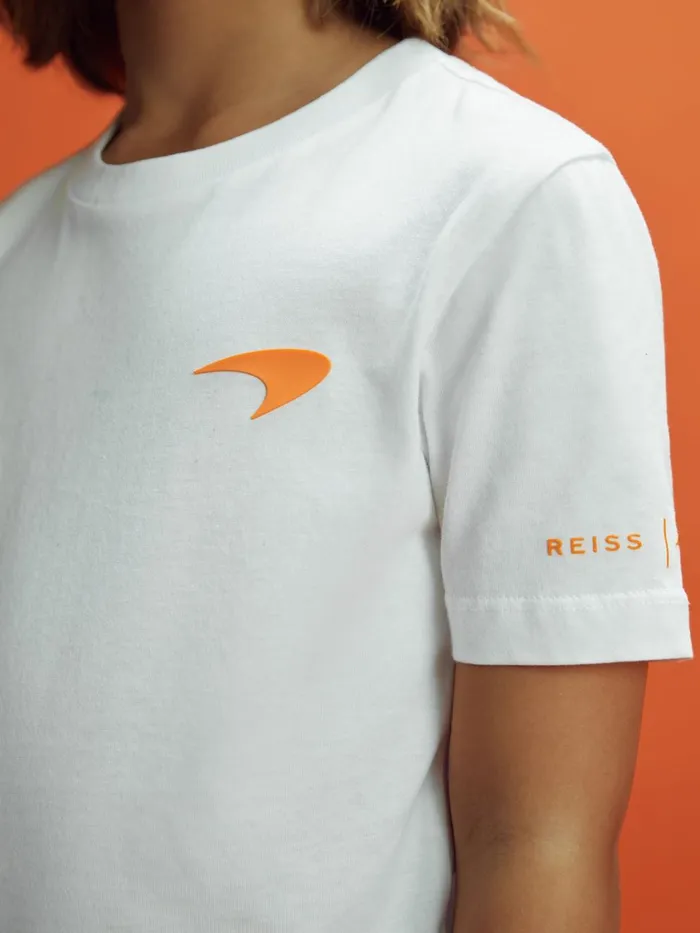 Children Reiss Reiss X Mclaren F1 Team F1 Mercerised Cotton Crew Neck TShirt White