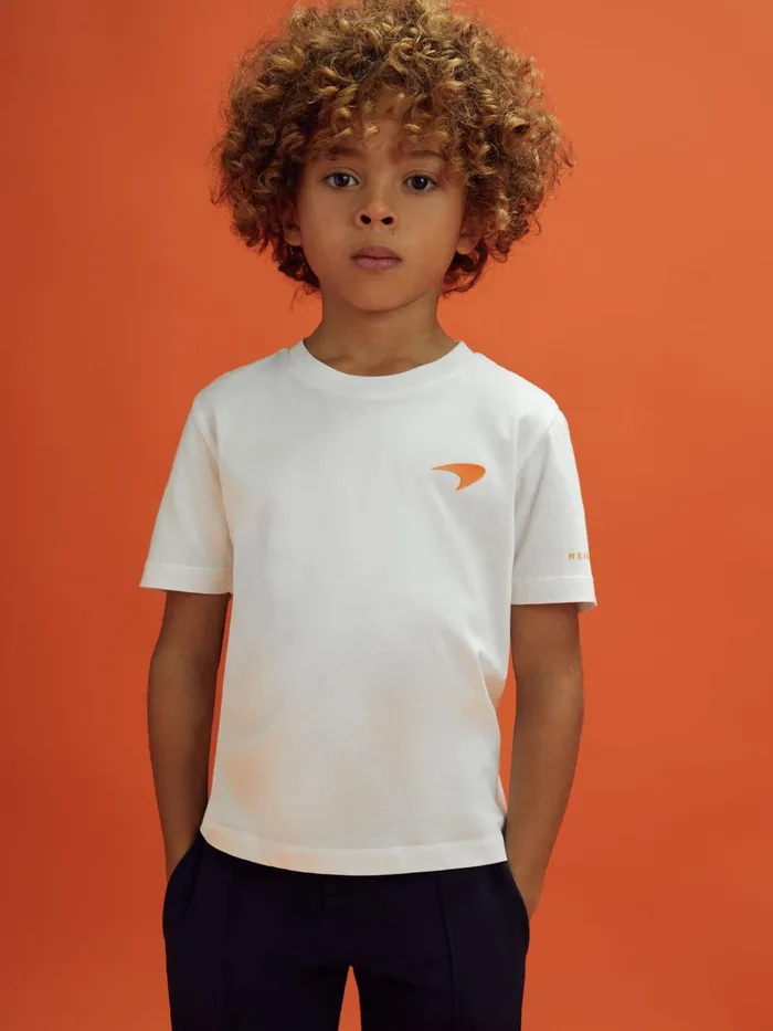 Children Reiss Reiss X Mclaren F1 Team F1 Mercerised Cotton Crew Neck TShirt White