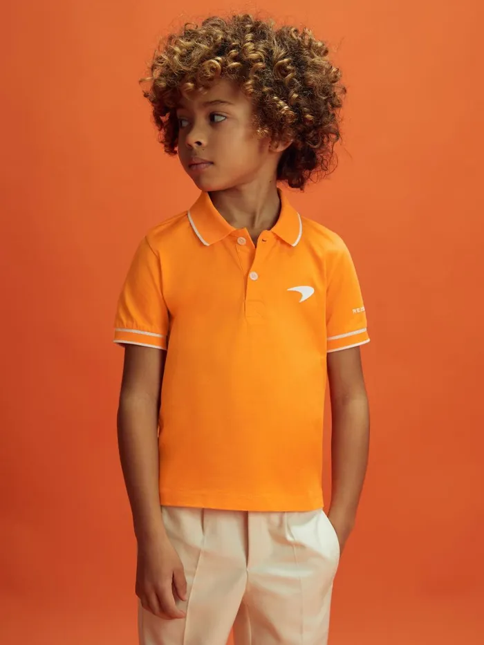 Children Reiss Reiss X Mclaren F1 Team F1 Mercerised Cotton Polo Shirt Papaya