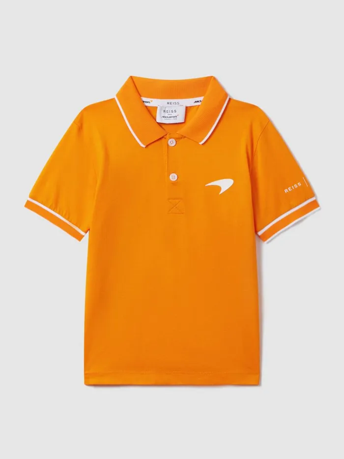 Children Reiss Reiss X Mclaren F1 Team F1 Mercerised Cotton Polo Shirt Papaya