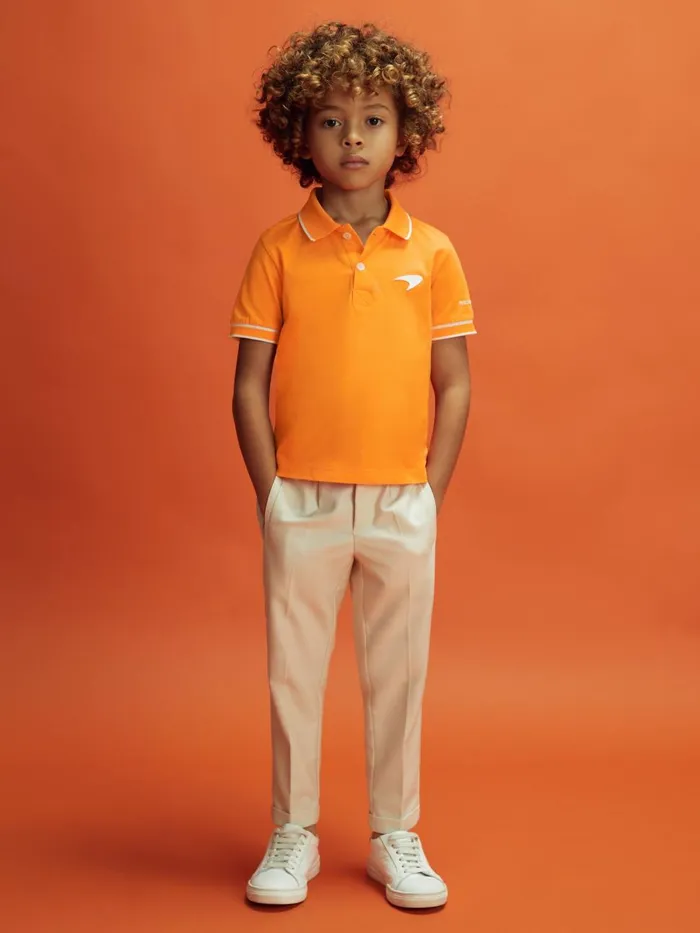 Children Reiss Reiss X Mclaren F1 Team F1 Mercerised Cotton Polo Shirt Papaya