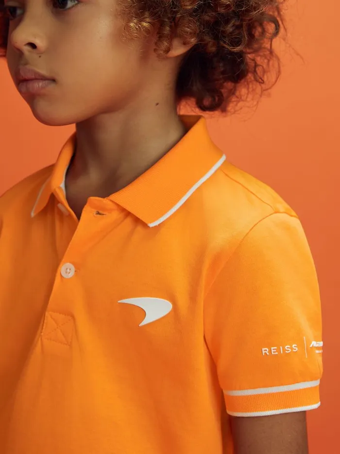 Children Reiss Reiss X Mclaren F1 Team F1 Mercerised Cotton Polo Shirt Papaya