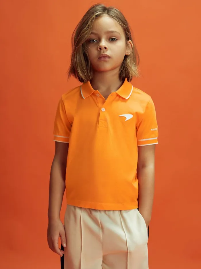 Children Reiss Reiss X Mclaren F1 Team F1 Mercerised Cotton Polo Shirt Papaya