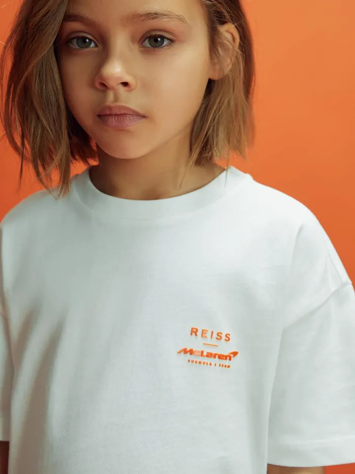 Children Reiss Reiss X Mclaren F1 Team F1 Oversized Cotton Crew Neck TShirt White