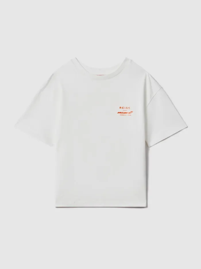 Children Reiss Reiss X Mclaren F1 Team F1 Oversized Cotton Crew Neck TShirt White