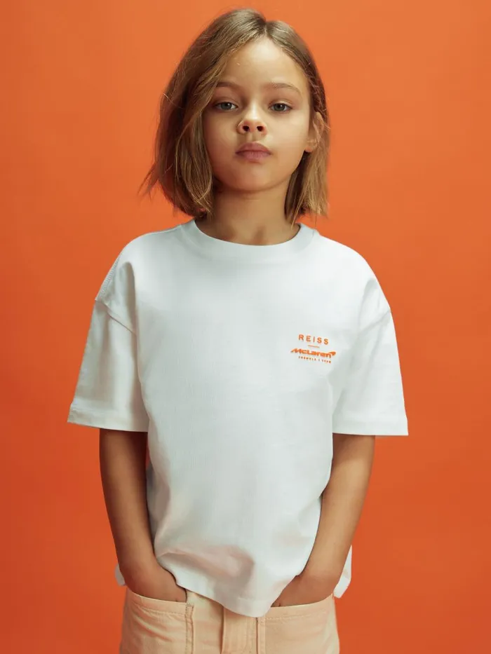 Children Reiss Reiss X Mclaren F1 Team F1 Oversized Cotton Crew Neck TShirt White