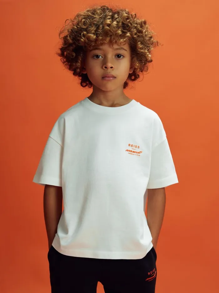 Children Reiss Reiss X Mclaren F1 Team F1 Oversized Cotton Crew Neck TShirt White