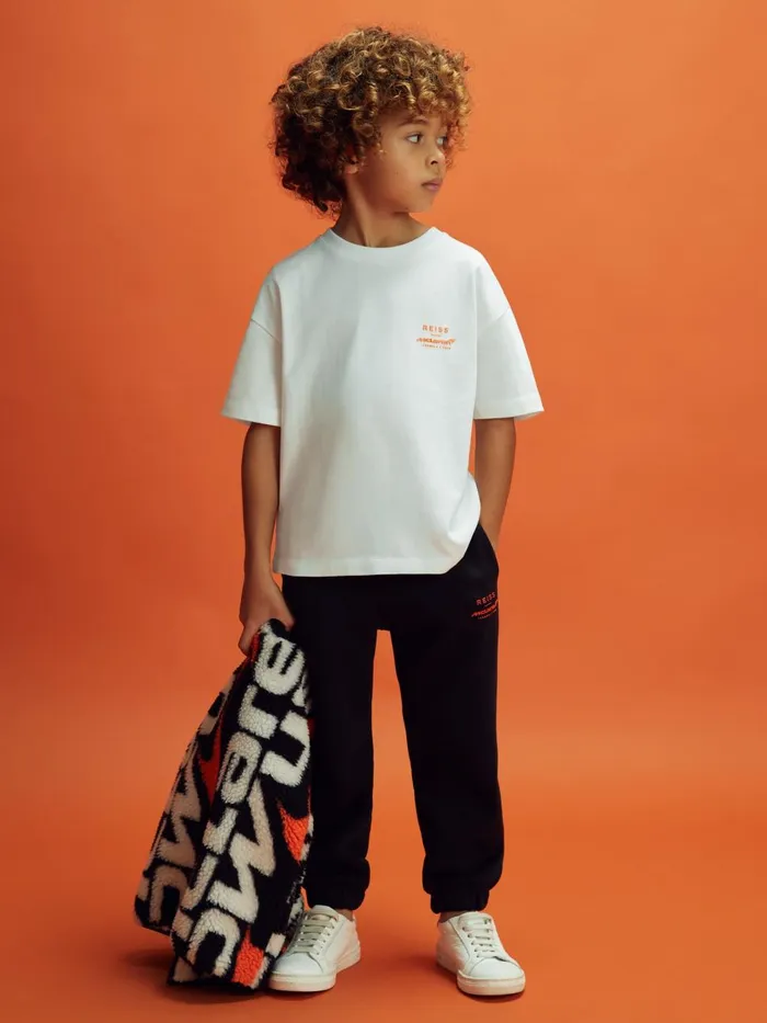 Children Reiss Reiss X Mclaren F1 Team F1 Oversized Cotton Crew Neck TShirt White