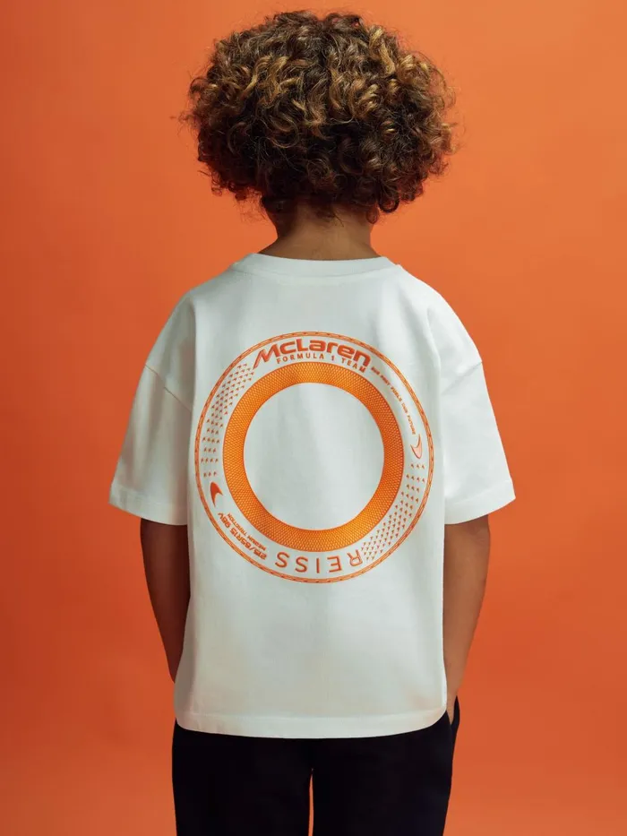 Children Reiss Reiss X Mclaren F1 Team F1 Oversized Cotton Crew Neck TShirt White