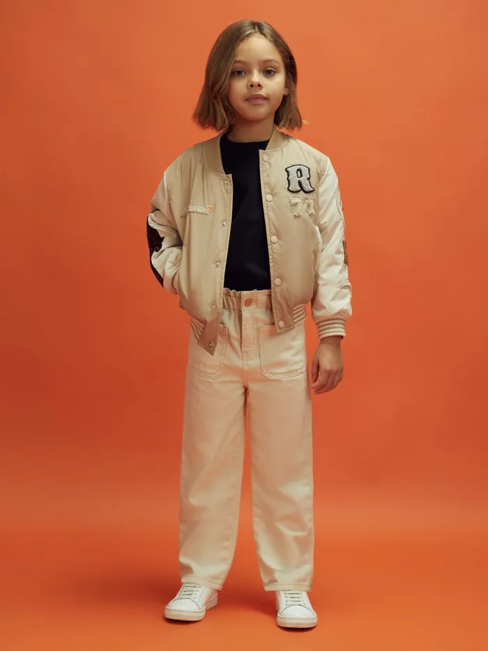 Children Reiss Reiss X Mclaren F1 Team F1 Patch Varsity Bomber Jacket Taupeecru
