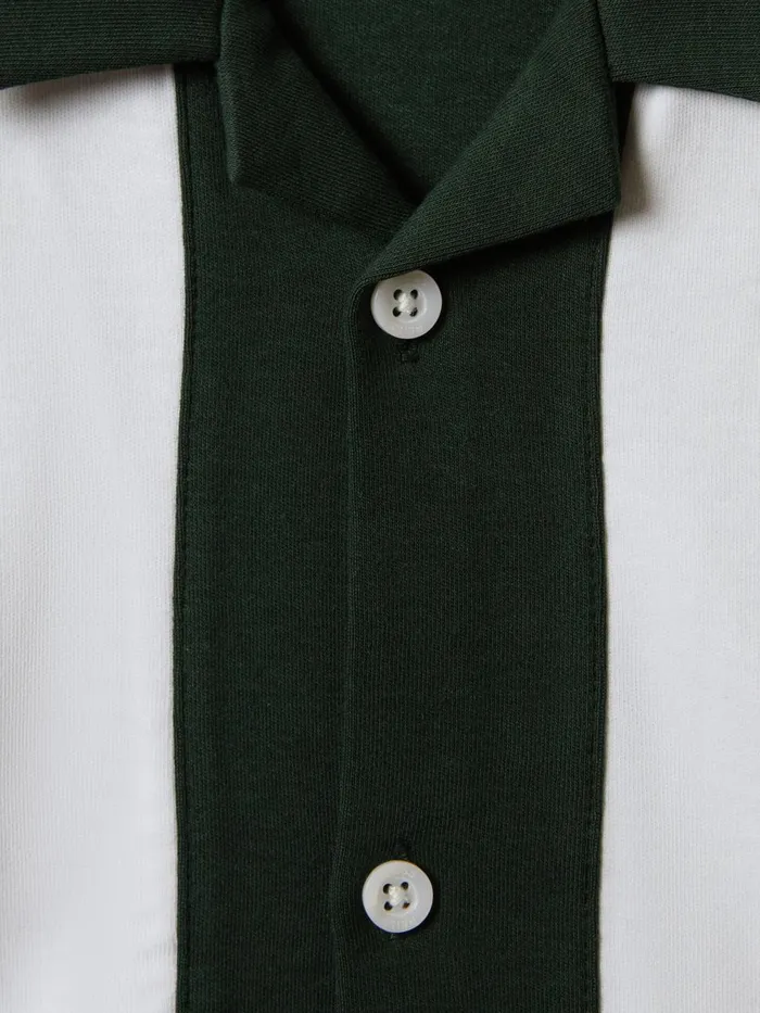 Children Reiss Shirts Skade Cotton Cuban Collar Bowling Shirt Greenecru