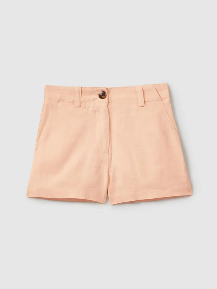 Children Reiss Skirts and Shorts Dani Linen Loose Fit Shorts Apricot
