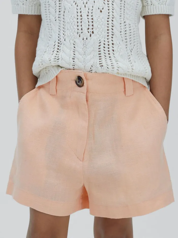 Children Reiss Skirts and Shorts Dani Linen Loose Fit Shorts Apricot