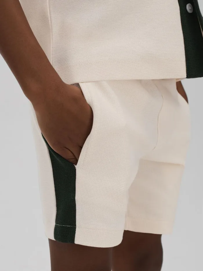 Children Reiss Sweats and Hoodies Marl Textured Cotton Drawstring Shorts Ecrugreen
