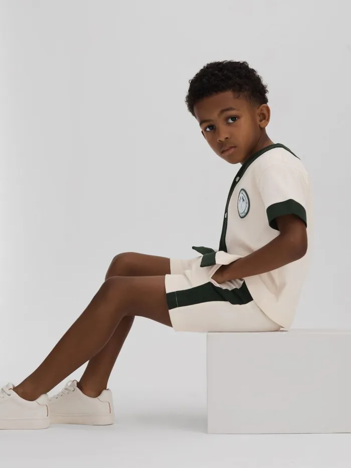Children Reiss Sweats and Hoodies Marl Textured Cotton Drawstring Shorts Ecrugreen